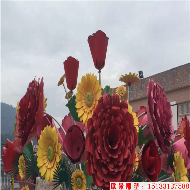 不锈钢花篮雕塑 广场花篮雕塑 景观花篮雕塑图片9