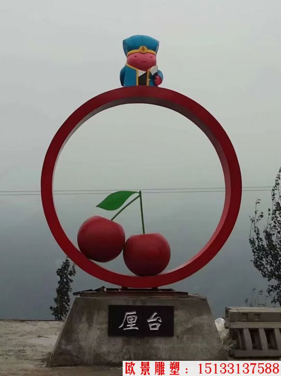 玻璃钢樱桃雕塑 水果樱桃雕塑